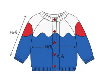 富士山針織外套尺寸表與量測位置-商品量測位置