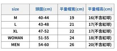富士山針織毛帽尺寸表與頭圍量測方式-尺寸數字表